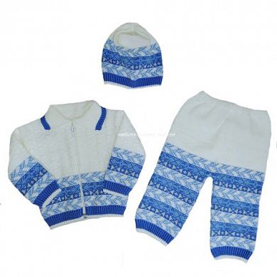 "МоёДитё" костюм на мальчика "Февраль" из 3-х предметов белый + голубой "Лотос" в Муроме